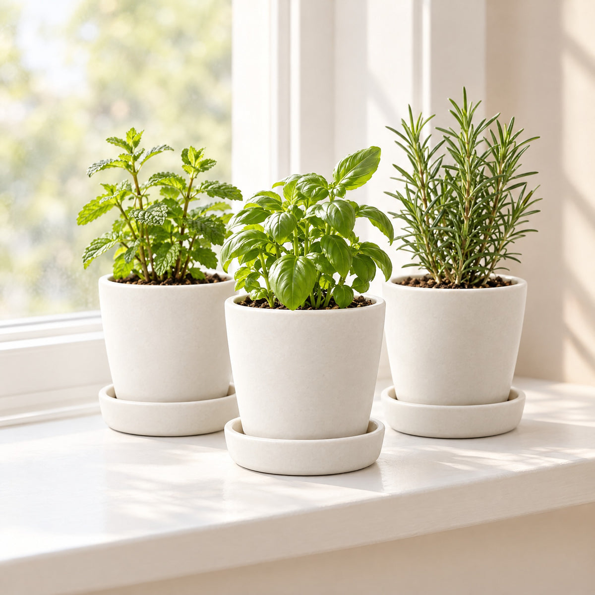 White Ceramic Seedling Pots